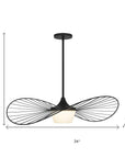 34" Black Aluminum Geometric Wavy LED Dimmable Outdoor Hanging Light