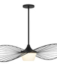 34" Black Aluminum Geometric Wavy LED Dimmable Outdoor Hanging Light