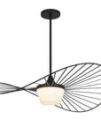 34" Black Aluminum Geometric Wavy LED Dimmable Outdoor Hanging Light