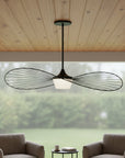44" Black Aluminum Geometric Wavy LED Dimmable Outdoor Hanging Light