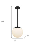10" Black And White Frosted LED Dimmable Outdoor Globe Hanging Light