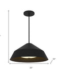 22" Black Aluminum Geometric LED Dimmable Outdoor Pendent Hanging Light