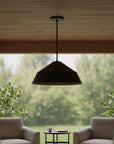 22" Black Aluminum Geometric LED Dimmable Outdoor Pendent Hanging Light