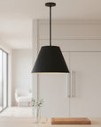 16" Black Aluminum Cone LED Dimmable Outdoor Pendent Hanging Light