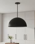 24" Black Aluminum Dome LED Dimmable Outdoor Pendent Hanging Light