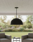 24" Black Aluminum Dome LED Dimmable Outdoor Pendent Hanging Light