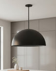 32" Black Aluminum Dome LED Dimmable Outdoor Pendent Hanging Light