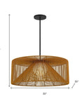 Natural And Black Rattan And Metal LED Dimmable Outdoor Hanging Pendent Light
