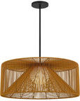 Natural And Black Rattan And Metal LED Dimmable Outdoor Hanging Pendent Light