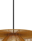 Natural And Black Rattan And Metal LED Dimmable Outdoor Hanging Pendent Light