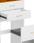 24" White Wood Mirrored Three Drawer Vanity Table