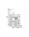 24" White Wood Mirrored Three Drawer Vanity Table