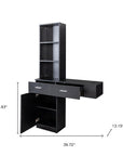 40" Black Wood Mirrored Two Drawer Vanity Table