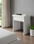 24" White Wood Mirrored Vanity Table And Lights