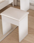 24" White Wood Mirrored Vanity Table And Lights