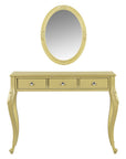 39" Brown Wood Mirrored Three Drawer Vanity Table
