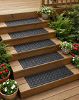 Set Of Six Black Lattice Outdoor Rubber Stair Treads
