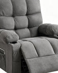 39" Gray Tufted Chenille Heated Massage Manual Rocker And Swivel Recliner With USB
