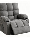 39" Gray Tufted Chenille Heated Massage Manual Rocker And Swivel Recliner With USB