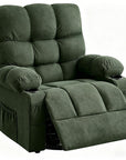 39" Dark Green Tufted Chenille Heated Massage Manual Rocker And Swivel Recliner With USB