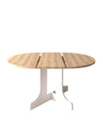 59" Brown and White Wood Oval Cross Legs Coffee Table