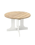 59" Brown and White Wood Oval Cross Legs Coffee Table
