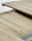 59" Brown and White Wood Oval Cross Legs Coffee Table
