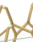 35" Clear and Gold Glass and Steel Square Dining Table