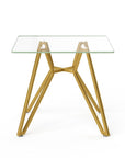35" Clear and Gold Glass and Steel Square Dining Table
