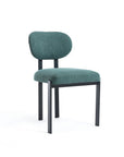 Set of Two Salmon and Black Chenille And Metal Partially Open Back Dining Side Chairs