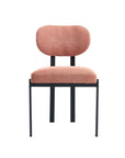 Set of Two Salmon and Black Chenille And Metal Partially Open Back Dining Side Chairs
