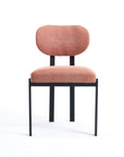 Set of Two Salmon and Black Chenille And Metal Partially Open Back Dining Side Chairs
