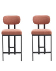 Set of Two 26" White And Black Fabric And Steel Low Back Counter Height Bar Chairs