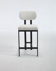 Set of Two 26" White And Black Fabric And Steel Low Back Counter Height Bar Chairs