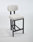 Set of Two 26" White And Black Fabric And Steel Low Back Counter Height Bar Chairs