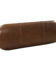 48" Brown Genuine Leather and Solid Wood Upholstered Bench