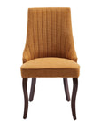 Set of Two Yellow And Brown Linen And Solid Wood Dining Side Chairs