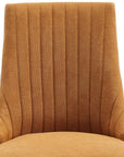 Set of Two Yellow And Brown Linen And Solid Wood Dining Side Chairs