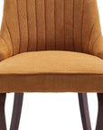 Set of Two Yellow And Brown Linen And Solid Wood Dining Side Chairs