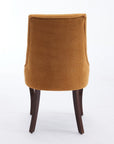 Set of Two Yellow And Brown Linen And Solid Wood Dining Side Chairs