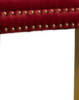 Set of Two Red and Gold Tufted Velvet And Solid Wood Dining Side Chairs