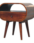 24" Chestnut Solid Wood Oval One Drawer Nightstand