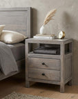24" Ash Gray Solid Wood Distressed Two Drawer Nightstand