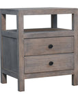 24" Ash Gray Solid Wood Distressed Two Drawer Nightstand