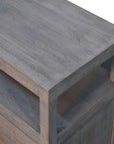 24" Ash Gray Solid Wood Distressed Two Drawer Nightstand