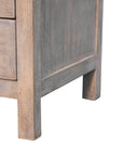 24" Ash Gray Solid Wood Distressed Two Drawer Nightstand