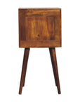 24" Brown Solid Wood Carved Geometric Two Drawer Nightstand