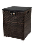 50000 BTU 22" Brown Wicker Propane Rectangular Fire Pit