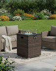 50000 BTU 22" Brown Wicker Propane Rectangular Fire Pit