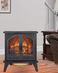 24" Black Carved Geometric Metal Electric Fireplace